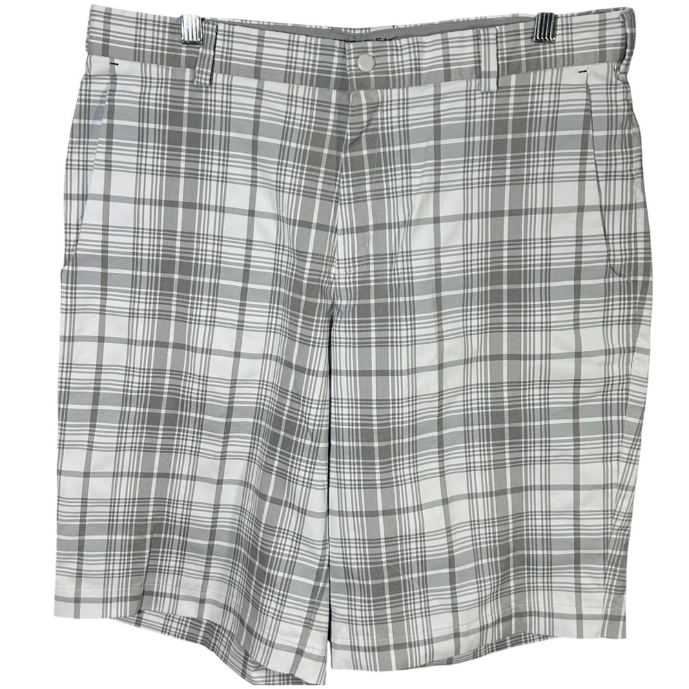 Nike Golf Tour Performance Dri-FIT Plaid Shorts Men's Size 34 Gray White EUC